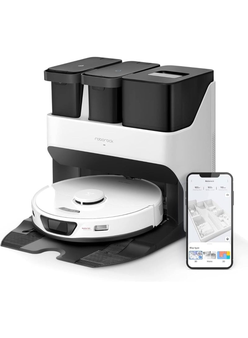 مكنسة كهربائية اس 7 ماكس الترا روبوت مع مساحة أوتوماتيكية/تفريغ للغبار/تجفيف هواء دافئ/ إعادة تعبئة الخزان/مكنسة ذاتية التنظيف من روبوروك (5500 باسكال، تجنب العوائق النشطة، التطبيق/التحكم الصوتي)